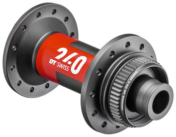 DT Swiss 240 Front Hub - 12 x 100mm, Center-Lock, Black/Red, 28H Black/Red EA Front Hub