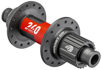 DT Swiss 240 EXP Rear Hub - 12 x 148mm, Center-Lock, Micro Spline, Black/Red, 28H, 36pt Black/Red EA Rear Hub