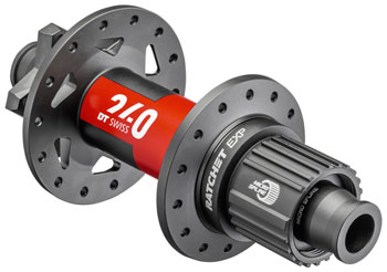 DT Swiss 240 EXP Rear Hub - 12 x 148mm, 6-Bolt, Micro Spline, Black/Red, 32H, 54pt Black/Red EA Rear Hub