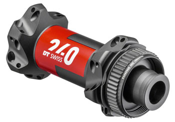 DT Swiss 240 Front Hub - 12 x 100mm, Center-Lock, Black/Red, 24H Black/Red EA Front Hub