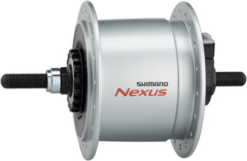 Shimano DH-C60003 Dynamo Front Hub - 9 x 1 x 100mm, Roller Brake, Silver, 36h Silver EA Front Hub