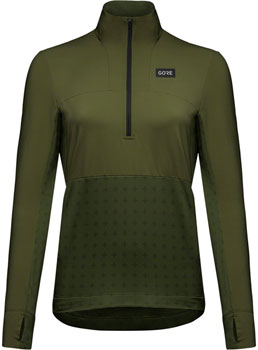 Gorewear Trail KPR Hybrid 1/2-Zip Jersey - Utility Green, Women's, Large Utility Green EA Cycling Jerseys