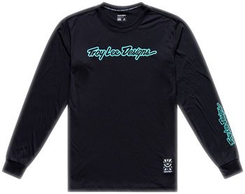 Troy Lee Design s Skyline Ride Long Sleeve Tee – Signature Black / Real Teal, Medium Signature Black/Real Teal EA Cycling Jerseys