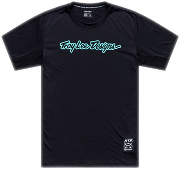 Troy Lee Design s Skyline Ride Short Sleeve Tee – Signature Black / Real Teal, Large Signature Black/Real Teal EA Cycling Jerseys