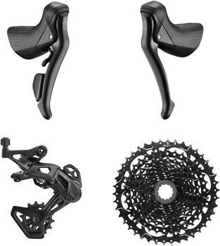 microSHIFT Sword Black 1x9-Speed Groupset - Includes Brake/Shifters, Rear Derailleur Medium Cage, 11-42t Cassette SET Kit-In-A-Box Road Group