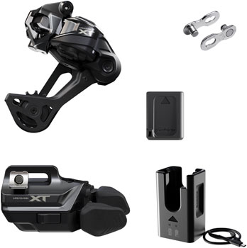 Shimano Deore XT M8250 Di2 Wireless Upgrade Kit - M8250-SGS Rear Derailleur, M8250-IR I-SPEC EV Shifter, Battery, Charger, Quick Link EA Kit-In-A-Box Mtn Group
