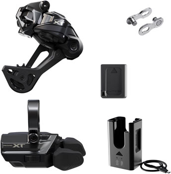 Shimano Deore XT M8250 Di2 Wireless Upgrade Kit - M8250-SGS Rear Derailleur, M8250-R Shifter, Battery, Charger, Quick Link EA Kit-In-A-Box Mtn Group