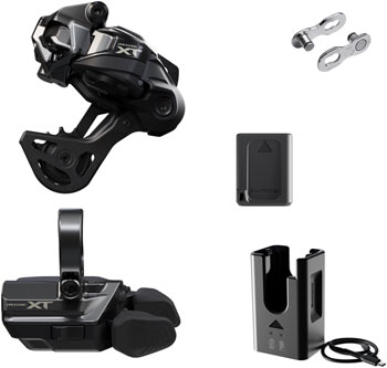 Shimano Deore XT M8250 Di2 Wireless Upgrade Kit - M8250-GS Rear Derailleur, M8250-R Shifter, Battery, Charger, Quick Link EA Kit-In-A-Box Mtn Group