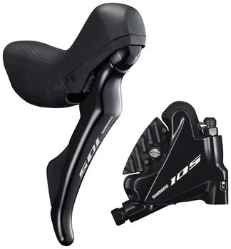 Shimano 105 ST-R7020 Right Standard Reach 11-Speed Hydraulic Brake/Shift Lever with BR-R7070 Rear Flat Mount Caliper Black EA Hydraulic Brake/Shift Lever, Drop Bar