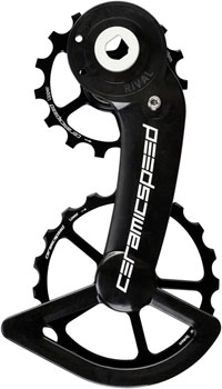 CeramicSpeed OSPW Pulley Wheel System for SRAM Rival AXS - Coated Races, Alloy Pulley, Carbon Cage, Black EA Cage Assembly