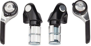 microSHIFT Bar End Shifter Set, 9-Speed Road, Double/Triple, Shimano Compatible, Silver EA Shifter, Road