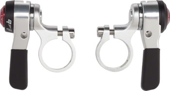 microSHIFT Thumb Shifter Set, 10-Speed Road, Double/Triple, Shimano Compatible, Silver PAA Shifter, Flat Bar- Pair