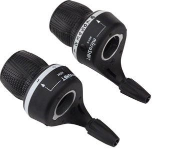 microSHIFT MS29-8 Twist Shifter Set, 8-Speed, Triple, Shimano Compatible EA Shifter, Flat Bar- Pair