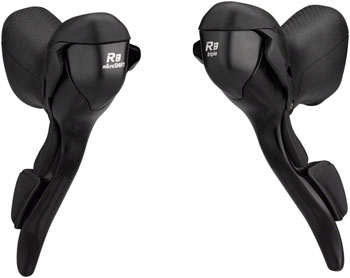 microSHIFT R8 Drop Bar Shift Lever Set 2 x 8-Speed, Shimano Compatible Black/Silver EA Brake/Shift Lever, Drop Bar Pair