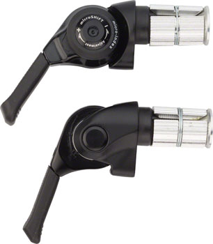 microSHIFT Bar End Shifter Set, 10-Speed Mountain, Double/Triple, Shimano Compatible, Black PAA Shifter, Road
