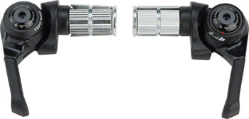 microSHIFT Bar End Shifter Set - 11-Speed, Double/Triple, Shimano Dynasys Compatible, Black EA Shifter, Road