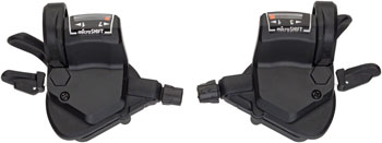 microSHIFT Mezzo Thumb-Tap Shifter Set, 7-Speed, Triple, Optical Gear Indicator, Shimano Compatible EA Shifter, Flat Bar- Pair