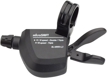 microSHIFT MarvoLT Left Trigger Shifter, Triple, Alloy Lever, Shimano Compatible EA Shifter, Flat Bar- Left