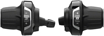 Shimano Tourney SL-RV400 Revoshift Twist Shifter Set - 3x8 Speed, with Optical Gear Display EA Shifter, Flat Bar- Pair