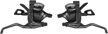 SunRace M406 ST Trigger Brake/Shift Lever Set - 3x7-Speed, For V-Brakes, Black SET Brake/Shift Lever, Flat Bar Pair