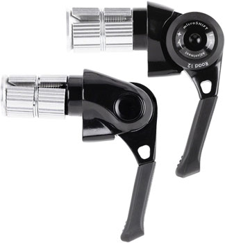 microSHIFT BS-A12 Bar End Road Shifter Set - 2x 12-Speed, Shimano 12-Speed Road Compatible, Black PAA Shifter, Road
