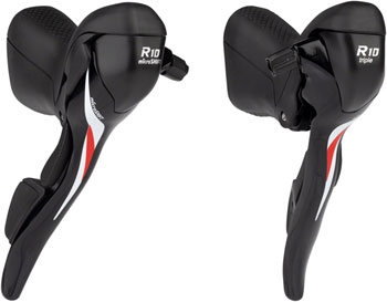 microSHIFT R10 Drop Bar Shift Lever Set - 3 x 10-Speed, Shimano Compatible, Black EA Brake/Shift Lever, Drop Bar Pair