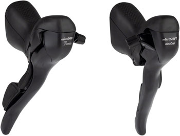 microSHIFT R7 Drop Bar Shift Lever Set - 2 x 7-Speed, Shimano Compatible, Black EA Brake/Shift Lever, Drop Bar Pair