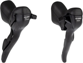 microSHIFT R7 Drop Bar Shift Lever Set - 3 x 7-Speed, Standard Reach, Shimano Compatible, Black EA Brake/Shift Lever, Drop Bar Pair