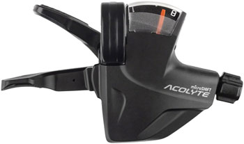 microSHIFT Acolyte Quick Trigger Pro Right Shifter - 1x8 Speed, Gear Indicator, Black, Acolyte Compatible Only Black EA Shifter, Flat Bar-Right