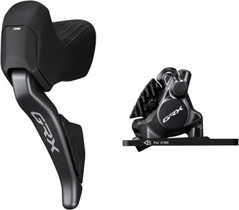 Shimano GRX ST-RX825 Di2 Shift/Brake Lever with BR-RX820 Hydraulic Disc Brake Caliper - Left/Front, 2x, Flat Mount Caliper, Black SET Hydraulic Brake/Shift Lever, Drop Bar