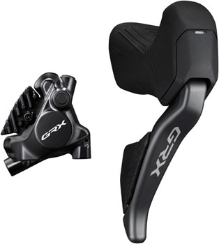 Shimano GRX ST-RX825 Di2 Shift/Brake Lever with BR-RX820 Hyd Disc Brake Caliper - Right/Rear, 12-Speed, Flat Mount Caliper, For 25mm Mount Black SET Hydraulic Brake/Shift Lever, Drop Bar