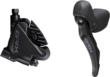 Shimano GRX ST-RX600 Shift/Brake Lever with BR-RX400 Hydraulic Disc Brake Caliper - Left/Front, 2x, Flat Mount Caliper, Black SET Hydraulic Brake/Shift Lever, Drop Bar