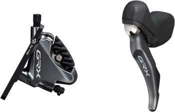Shimano GRX ST-RX810 Shifter/Brake Lever with BR-RX810 Hydraulic Disc Brake Caliper - Left/Front, 2x, Flat Mount Caliper Black SET Hydraulic Brake/Shift Lever, Drop Bar