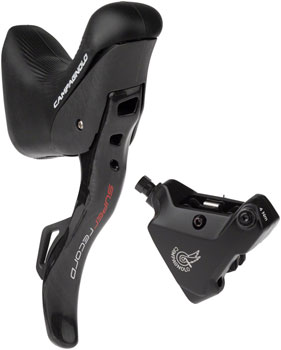 Campagnolo Super Record Ergopower EPS Hydraulic Brake/Shift Lever and Disc Caliper - Right/Rear, 12-Speed, 140mm Flat Mount Caliper, Black EA Hydraulic Brake/Shift Lever, Drop Bar