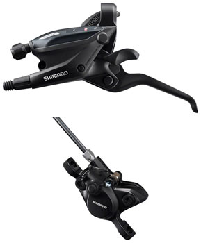 Shimano ST-EF505 EZ Fire Plus Shift/Brake Lever with BR-MT200 Disc Brake Caliper - Left/Front, 3x Shift, 2-Piston, Black EA Brake/Shift Lever, Flat Bar- Left