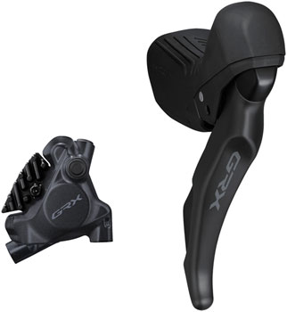 Shimano GRX ST-RX610 Shift/Brake Lever with BR-RX410 Hyd Disc Brake Caliper - Right/Rear, 12-Spd, Flat Mnt Caliper, For 25mm Mount, Black SET Hydraulic Brake/Shift Lever, Drop Bar