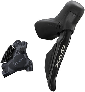 Shimano GRX ST-RX715 Di2 Shift/Brake Lever with BR-RX410 Hyd Disc Brake Caliper - Right/Rear, 12-Speed, Flat Mount Caliper, For 25mm Mount Black SET Hydraulic Brake/Shift Lever, Drop Bar