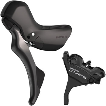 Shimano CUES ST-U6030 Shift/Brake Lever with BR-U6030 Hydraulic Disc Brake Caliper - Left/Front, 2x, Flat Mount Caliper, Black SET Hydraulic Brake/Shift Lever, Drop Bar