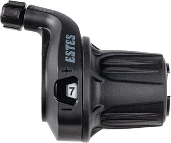 microSHIFT Estes Light Action Twist Shifter - Right, 7-Speed, For 1x, Optical Gear Indicator, Black EA Shifter, Flat Bar-Right