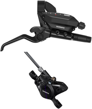 Shimano ST-EF515-7R EZ Fire Plus Shift/Brake Lever with BR-MT200 Disc Brake Caliper - Right/Rear, 7-Speed, Post Mount, 2-Piston, Black EA Brake/Shift Lever, Flat Bar- Right