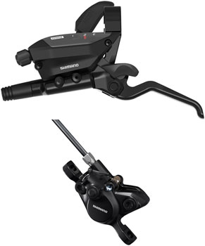 Shimano ST-EF515-L EZ Fire Plus Shift/Brake Lever with BR-MT200 Disc Brake Caliper - Left/Front, 3x Shift, Post Mount, 2-Piston, Black EA Brake/Shift Lever, Flat Bar- Left