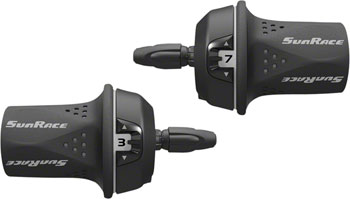 SunRace M21 Twist Shift Set 8-Speed Rear Friction Front: Gray EA Shifter, Flat Bar- Pair