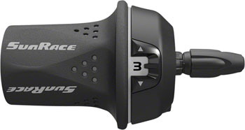 SunRace M21 Twist Shift Front 3-Speed: Gray EA Shifter, Flat Bar- Left