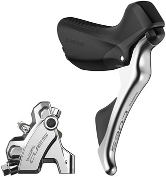 Shimano CUES ST-U6030 Shift/Brake Lever with BR-U6030 Hyd Disc Brake Caliper - Right/Rear, 10/11-Spd, Flat Mount, For 25mm Mount, Silver SET Hydraulic Brake/Shift Lever, Drop Bar