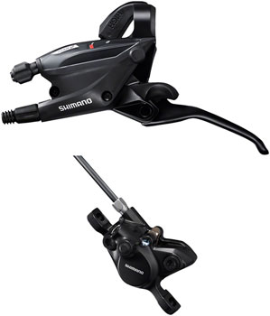 Shimano ST-EF505 EZ Fire Plus Shift/Brake Lever with BR-MT200 Disc Brake Caliper - Left/Front, 2x Shift, 2-Piston, Black EA Brake/Shift Lever, Flat Bar- Left