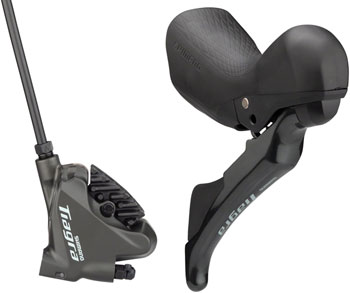 Shimano Tiagra ST-4720/BR-4770 Mechanical Shift/Hydraulic Brake Lever and Caliper - Rear, Flat Mount, Finned Resin Pads, Black SET Hydraulic Brake/Shift Lever, Drop Bar