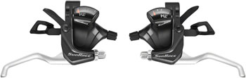 SunRace M406 ST Trigger Brake/Shift Lever Set - 3x7-Speed, For V-Brakes, Black/Silver Black SET Shifter, Flat Bar- Pair