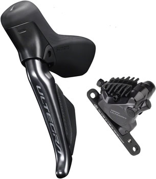 Shimano Ultegra ST-R8170F Di2 Shift/Brake Lever with BR-R8170 Hydraulic Disc Brake Caliper - Left/Front, 2x, Flat Mount, Black EA Hydraulic Brake/Shift Lever, Drop Bar