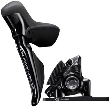 Shimano Dura-Ace ST-R9270-LF Di2 Shift/Brake Lever with BR-R9270 Hydraulic Disc Brake Caliper - Left/Front, 2x, Flat Mount, Black EA Hydraulic Brake/Shift Lever, Drop Bar
