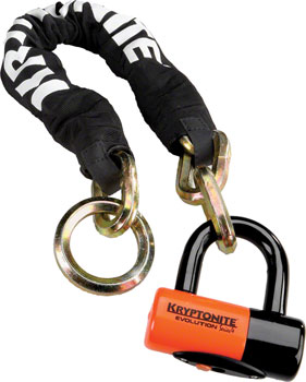 Kryptonite New York Cinch Ring Chain 1275 and Evolution Disc Lock: 2.5' (70cm) EA Chain Lock